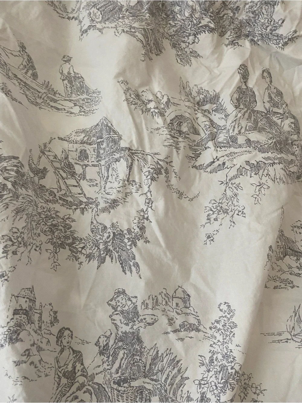 Cabbages & Roses London King Sheet Set Charcoal Grey Country Toile Cottagecore